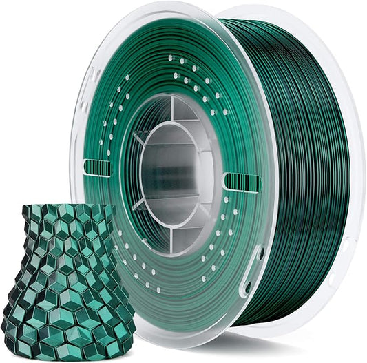 ELEGOO Silk PLA Filament 1.75mm Dual Color Black Green 1KG, Shiny 3D Printer Filament Dimensional Accuracy +/- 0.05mm, 1kg Spool(2.2lbs) Fits for Most FDM 3D Printers