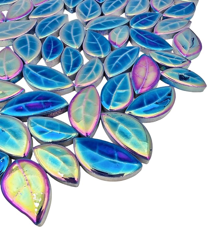500g/1.1lb Leaf-Shaped Ceramic Mosaic Tiles, Ceramic Mosaic Pieces - Image 2