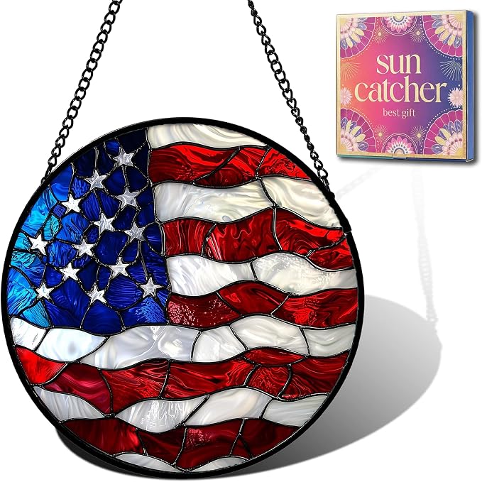 National Flag Acrylic Suncatcher Faux Stained Glass Window Hanging 6.3" | by Unknown