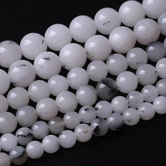 36PCS 10MM Black Rutilated Quartz Stone Beads Energy Healing Beads for DIY Jewelry Bracelet Necklace Making for Jewelry Making 15Inch