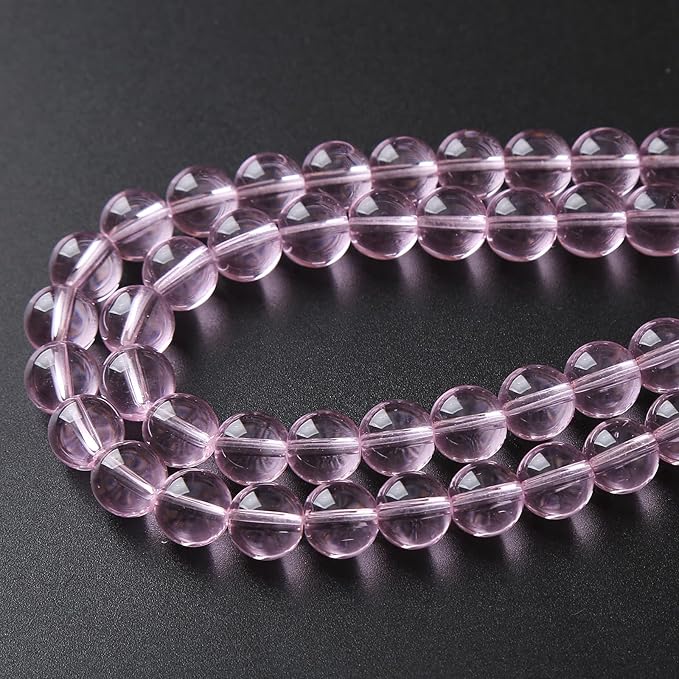 4mm 90pcs Smooth Rose Pink Glass Beads Quartz Crystal Round Loose Beads for Jewelry Making DIY Bracelet Necklace