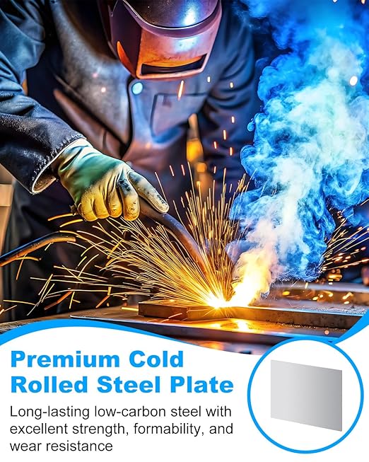 2 Pcs 18 Gauge Steel Sheet Metal 12" x 9" Cold Rolled Steel Plate, Weldable Metal Sheets for Professional, Industrial, DIY Use