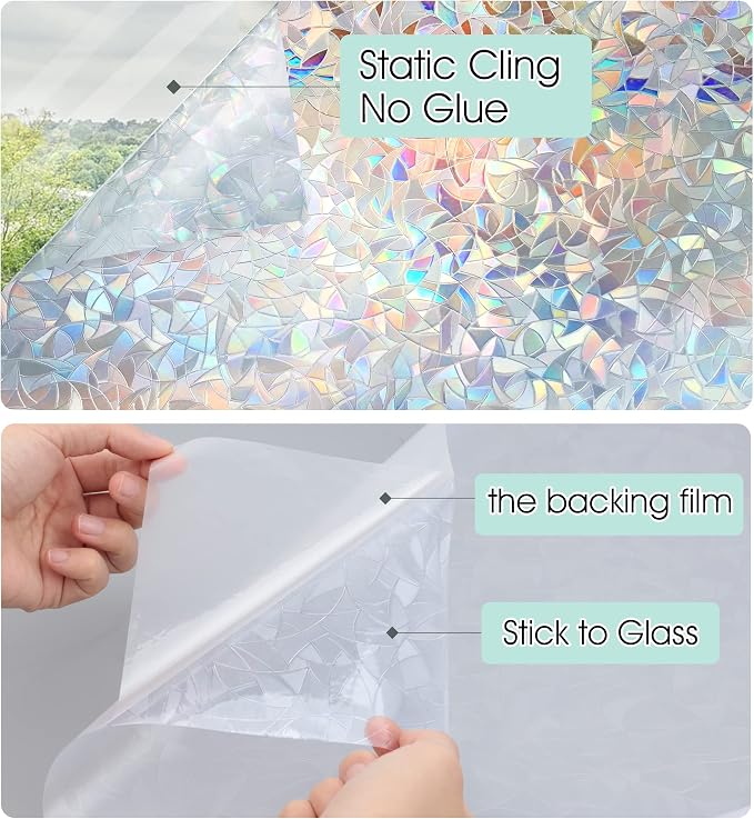 STATINT Stained Glass Privacy Film, UV Blocking Rainbow Static Cling - Image 8