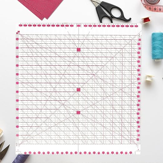12.5 * 12.5" Quilting Ruler,Square Sewing Ruler, Durable 4mm Thick Slotted Rulers,Clear Mark Acrylic Ruler for Quilting, Sewing, Crafts Template for Precise Cutting