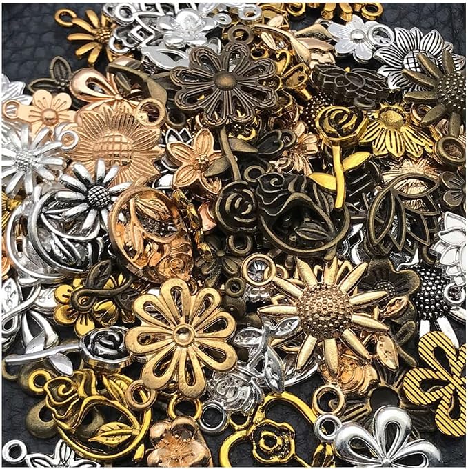 WOCRAFT 100pcs Flowers Charms for Jewelry Making Assorted Jewelry Bangle by WOCRAFT