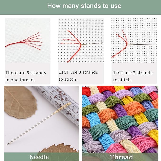 Artvxeay Stamped Cross Stitch Kits Beginners Full Range of Embroidery Starter Kits for Adults Printed Cross Stitching DIY Needlepoint Kit 11CT - (Colorful Owl 18x18 inch)