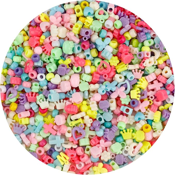 Pony Beads 1100 Pcs, Barrel Shaped 6x9mm Acrylic Plastic Beads by anpiwshjo
