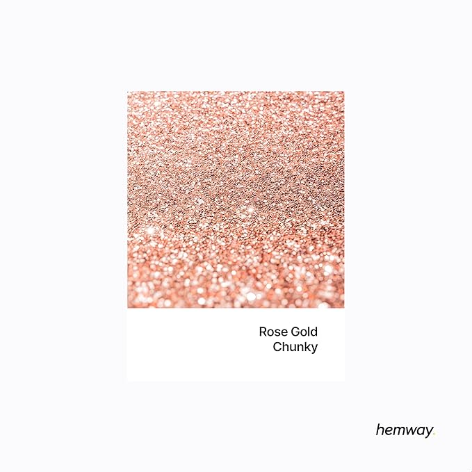 Hemway Polyurethane & Epoxy Resin Glitter 100g / 3.5oz Metallic Crystal Flake Additive for Flooring Jewelry Tumblers Glass Pigment - Chunky (1/40" 0.025" 0.6mm) - Rose Gold