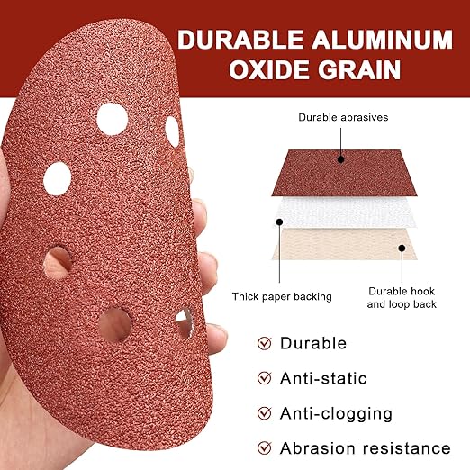 120 PCS 5 Inch Sanding Discs 40 Grit, 8 Hole Aluminum Oxide Hook and Loop Round Sandpaper for Random Orbital Sander