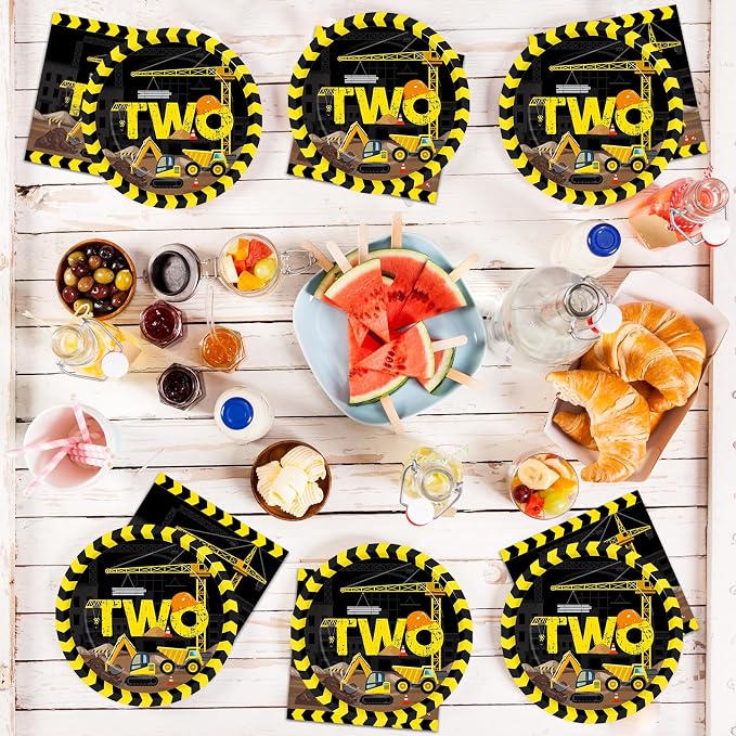 100 Pcs Construction Party Plates and Napkins Set Construction Truck Birthday - Image 6