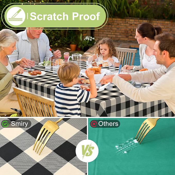 Smiry Square Table Cloth, Waterproof Vinyl Tablecloth - Image 5