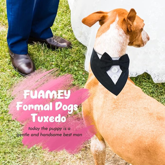 FUAMEY Dog Tuxedo for Medium Dogs, Dog Formal Suit Dogs Attire Pet Bow Tie - Image 4