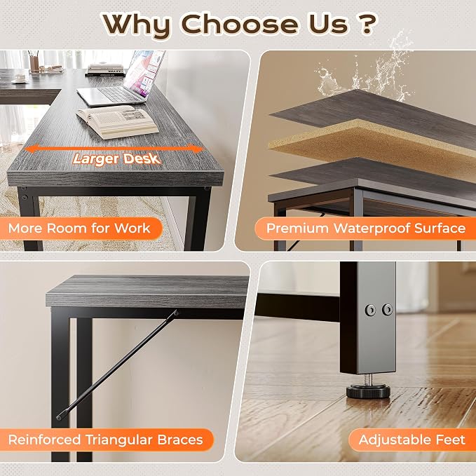 Huuger 63 Inch L Shaped Desk - Image 8