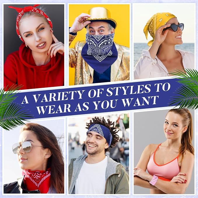 100 Pack Bandanas Unisex Paisley Bandanas Bulk Multi Purpose Cowboy Head Wrap - Image 6