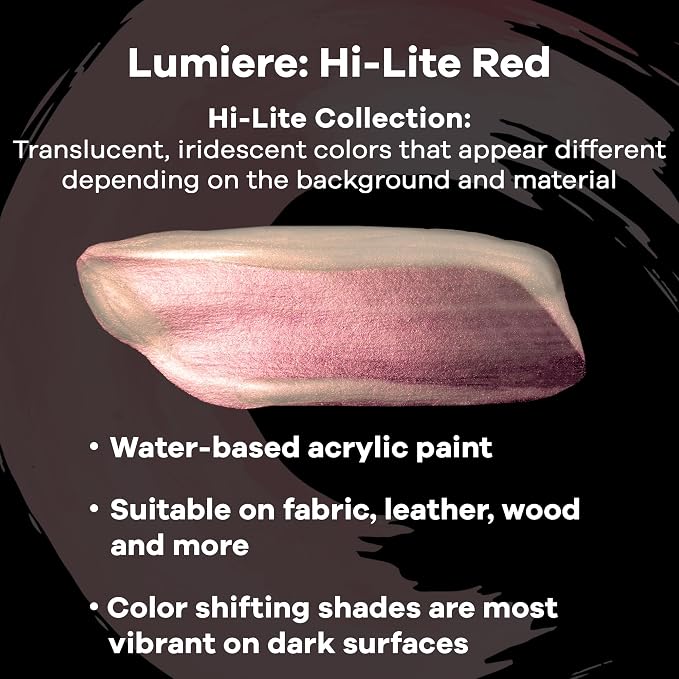 Jacquard Lumiere 2.25oz Fabric Paint Hi Lite Red - Image 3