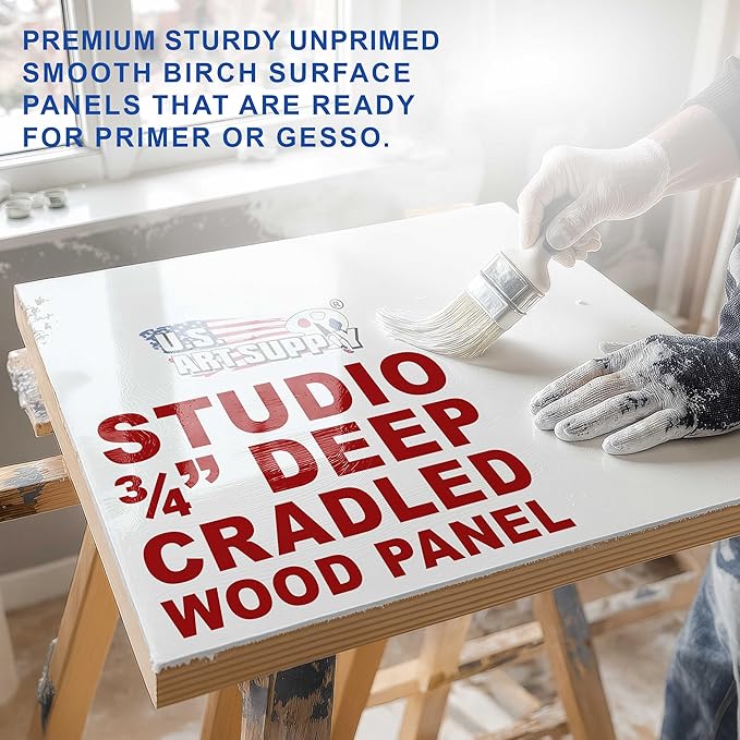 U.S. Art Supply 05" x 07" Unfinished Cradled Wood Panels - Image 3