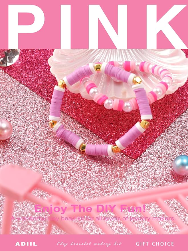 ADIIL 7200pcs Clay Beads Bracelet Making Kit, 6mm Polymer Heishi Beads - Image 5