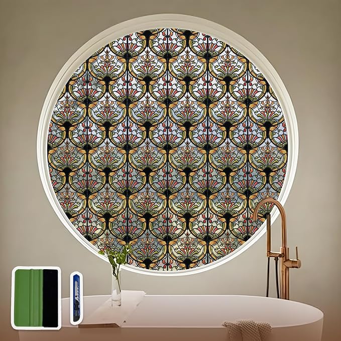 3D Vintage Stained Glass Window Film by ChicSkin