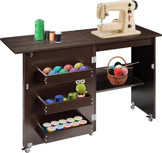 VIVOHOME Folding Sewing Table for Sewing Machine, Sewing Desk by VIVOHOME
