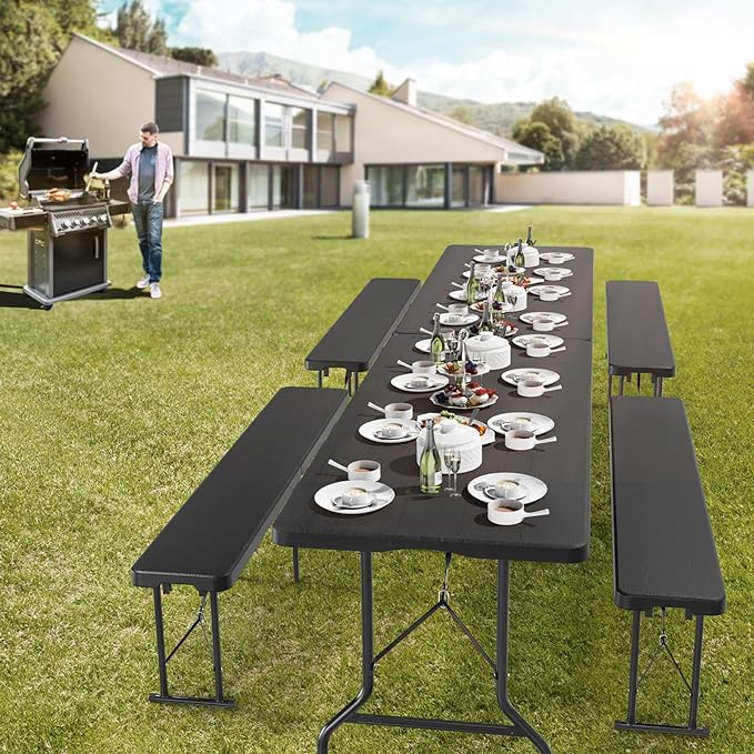 VINGLI 6 Foot Plastic Folding Table Portable Long Table - Image 2