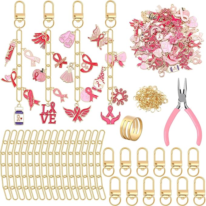 AUGSUN 189Pcs Keychain Making Kit, Charm Jewelry Chain Making Crafts Including by AUGSUN