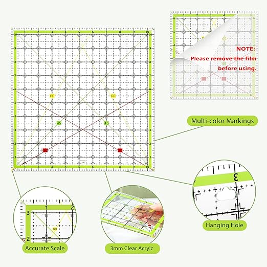 Aixoom Quilting Ruler Set, Square Quilting Templates 3.5/4.5/6.5/10.5" | - Image 4