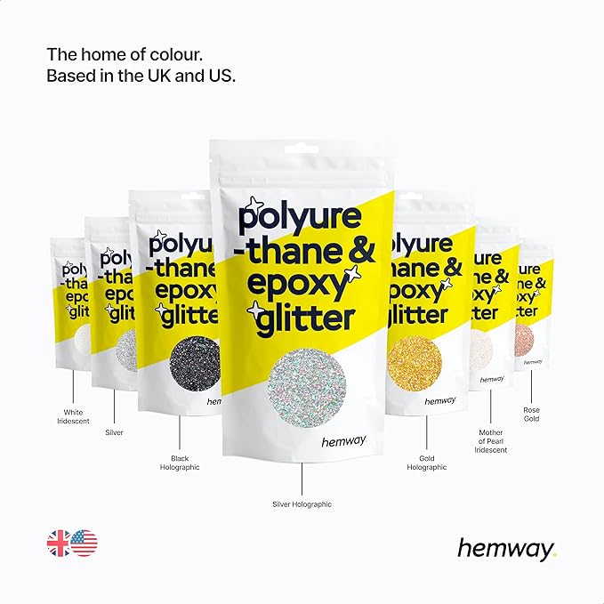 Hemway Polyurethane & Epoxy Resin Glitter 100g / 3.5oz Metallic Crystal Flake Additive for Flooring Jewelry Tumblers Glass Pigment - Microfine (1/256" 0.004" 0.1mm) - Fluorescent Blue