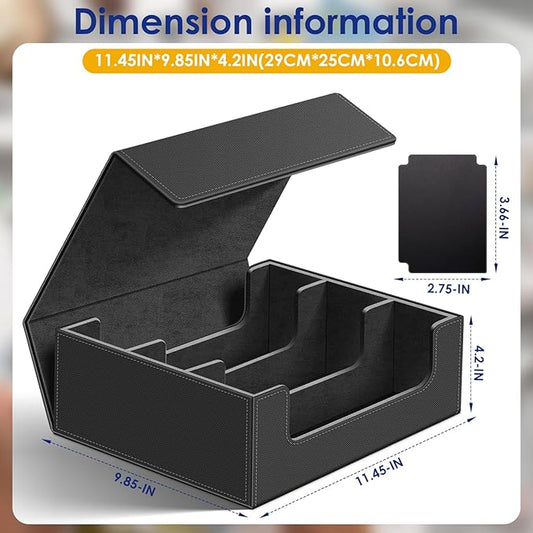 Homthy 1800+ Card Deck Case for Trading Cards, Leather Magnetic Closure Commander Card Storage Box Magic Card Protectors Fit for MTG TCG and Sport Cards