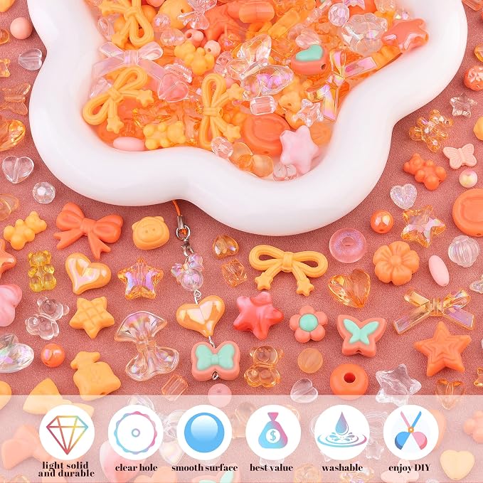 200-260PCS TINKRSTUFF Assorted Orange Acrylic Beads - Image 3