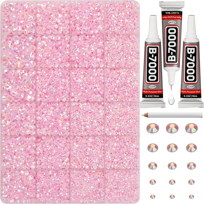 33000Pcs Pink Rhinestones for Bedazzling, 6mm Light Pink Flatback Gems by Worthofbest