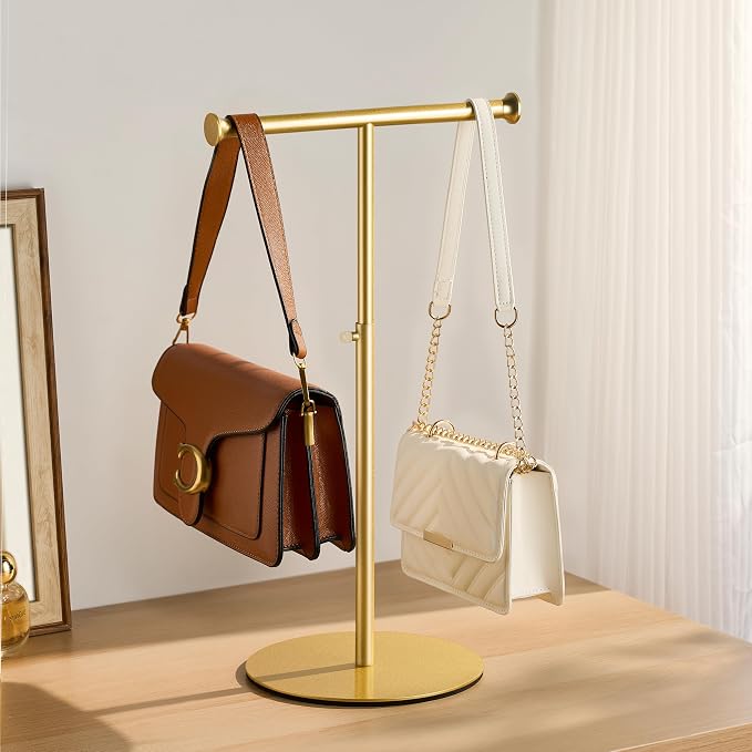 niffgaff T Bar Purse Display Stand Tabletop: Adjustable Height Handbag Holder - Image 2