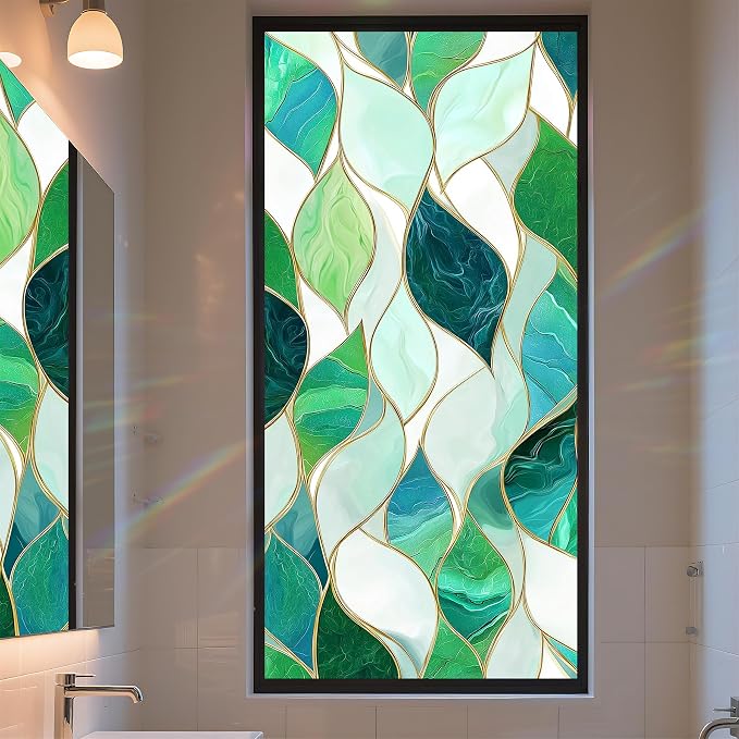 Stained Glass Window Privacy Film Static Cling by AOHMPT