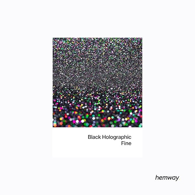 Hemway Polyurethane & Epoxy Resin Glitter 100g / 3.5oz Metallic Crystal Flake Additive for Flooring Jewelry Tumblers Glass Pigment - Fine (1/64" 0.015" 0.4mm) - Black Holographic