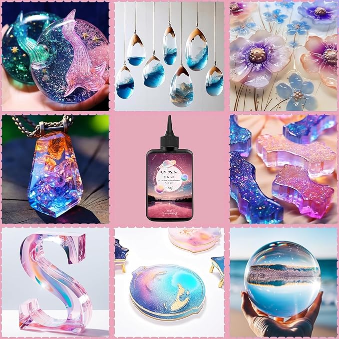 YV-cozx UV Resin Jewelry Making Kit,Crystal Clear Resin with 26 Letter Molds and Casting Tools,DIY Jewelry Making Kit for Necklace,Keychain,Earring (Jewelry Kit)