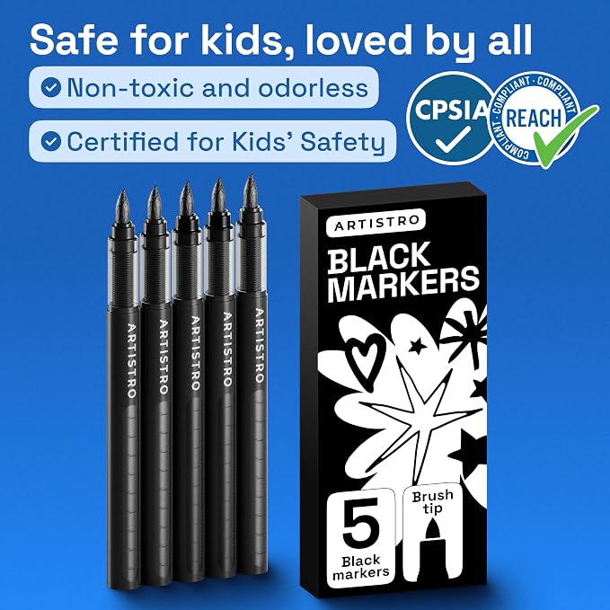 ARTISTRO 5 Black Paint Pen for Rock, Painting - Image 6