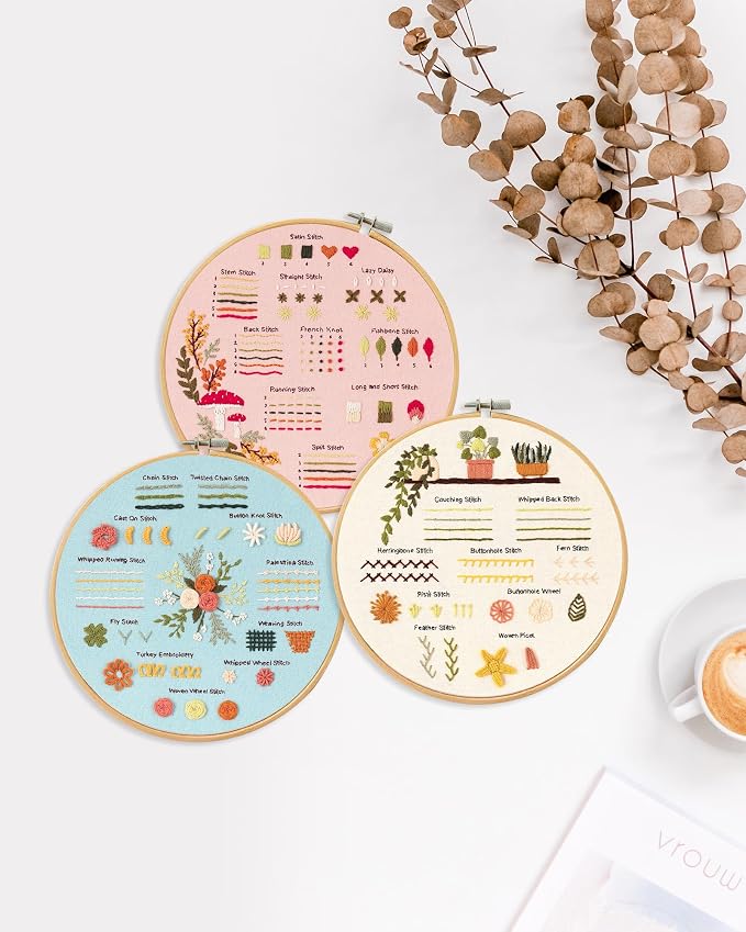 Santune 3 Sets Embroidery Kit for Beginners Adults, Learn Over 30 Different - Image 7