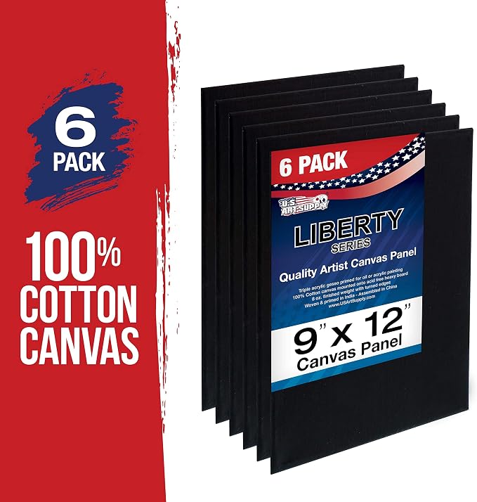 U.S. Art Supply 9 X 12 Inch Black Art Canvas Board Panels 6 Pack - Image 2