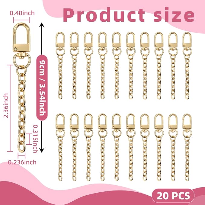 NCIWAN 20pcs Keychain Making Kit Swivel Snap Hook Lobster Claw Clasps and - Image 2