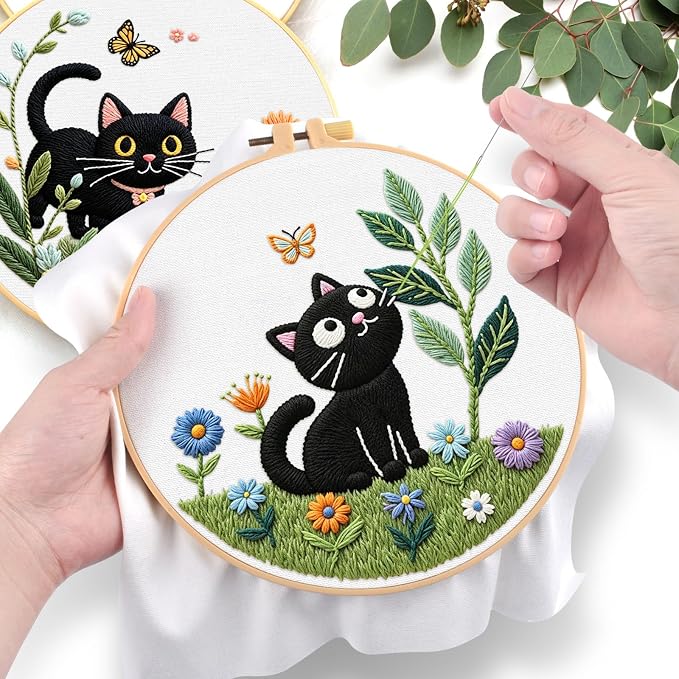 ERKOON Embroidery Kit for Beginners, 2 Set Flower Cross Stitch Set Include - Image 5