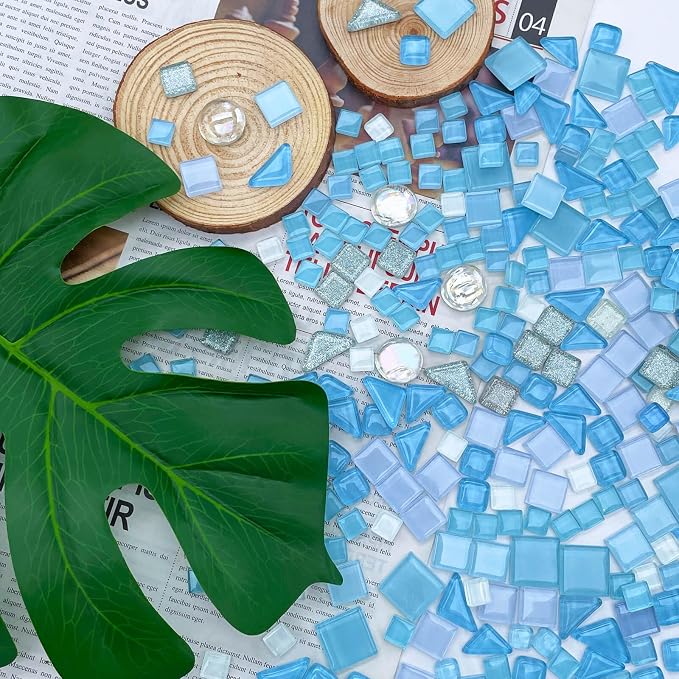 LITMIND 1.1 LB Baby Blue Irregular Mosaic Glass Tiles - Image 4