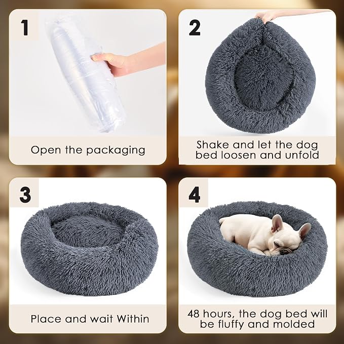 Dogs Bed for Small Dogs, Anti-Anxiety Washable Round Bed - Image 7