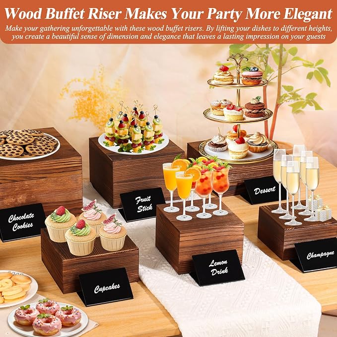 Qinzave 7 Pack Wooden Risers Display Stands - Image 7
