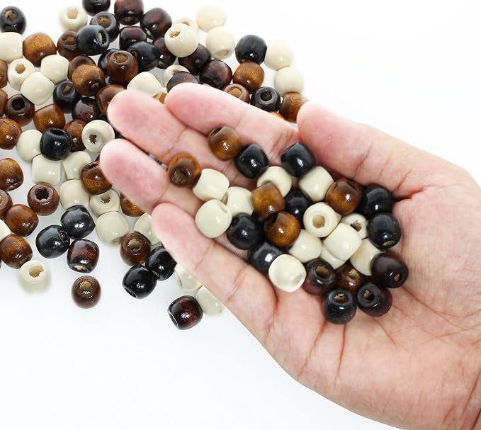 100Pcs Large Hole Barrel Wood Beads, BetterJonny 4 Colors Natural Wooden - Image 5