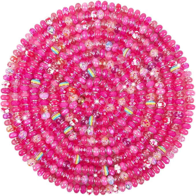 Large Hole Beads Spacer Beads Rose Red Assorted European Craft Big Beads Large by BRACELETMAKINGKIT