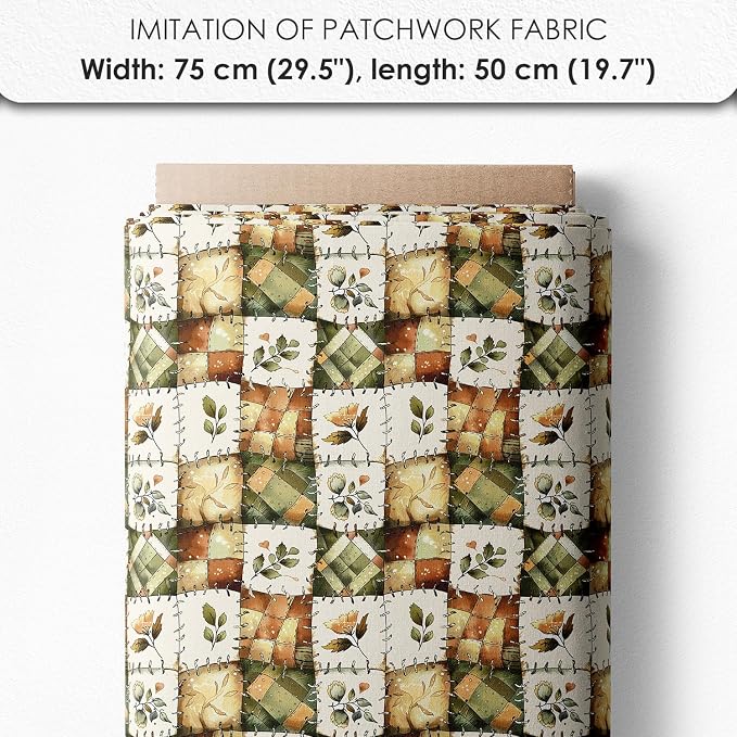 Rustic Patchwork Cotton Fabric Panel – 6 Designs + Bonus Patchwork Sheet - Image 7