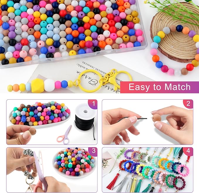 300Pcs 9mm Silicone Beads for Keychain Making and Bracelet Making, 20 Colors - Image 5
