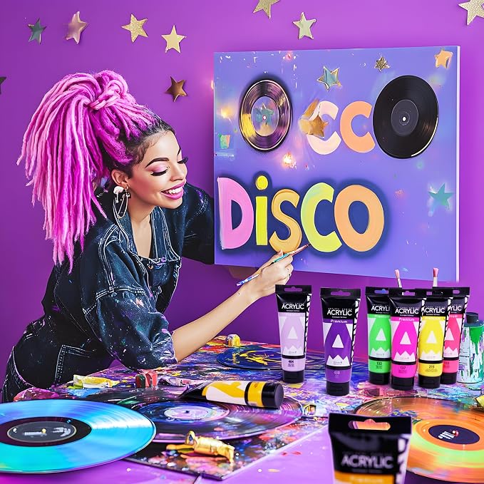 AUREUO Neon Magenta Acrylic Paint, 4 Fl Oz / 120ml Single Tube, Hot Fluorescent - Image 7