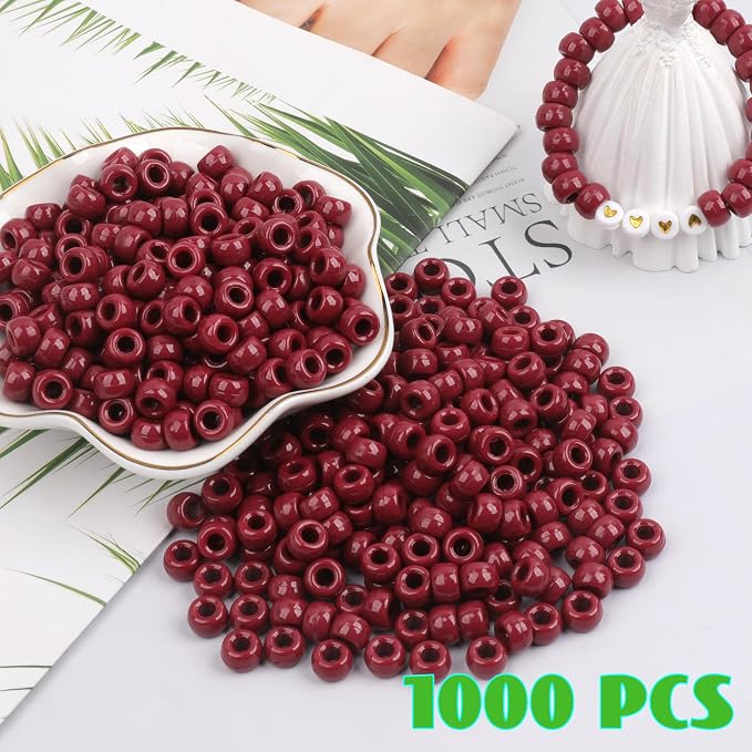 1000Pcs Pony Beads Bracelet 9mm Rainbow Plastic Barrel Pony Beads - Image 3