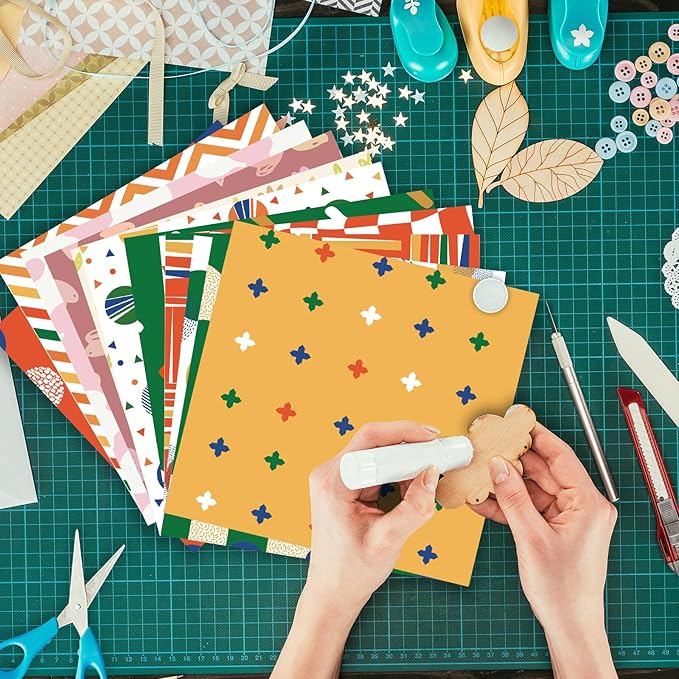 24 Sheets 12 Designs Scrapbook Paper Pad,6"×6” Single-Sided Decopodge Craft Cardstock Paper,Scrapbooking DIY Decorative Background Cardmaking Supplies.Sweet Love