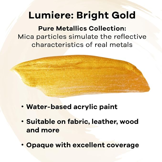 Jacquard Lumiere 8oz Fabric Paint Bright Gold - Image 2